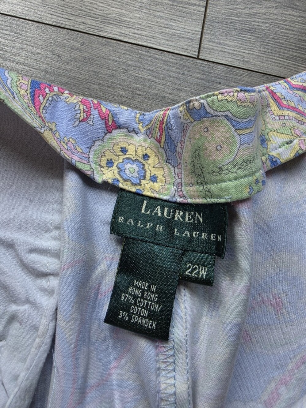 Lauren Ralph Lauren Pastel Paisley Ankle Pants - Light Blue Multi 22W - Picture 3 of 6
